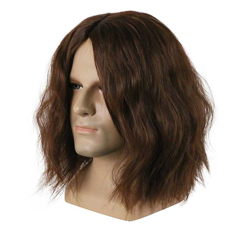 Rafraîchissez Captain America soldat d'hiver guerre civile Bucky Barnes cosplay brun foncé Parti perruques Halloween cheveux postiche avec Hairnet