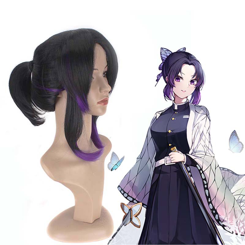 Shinobu Kocho Cospaly synthétique perruque Anime démon Slayer Kimetsu pas Yaiba