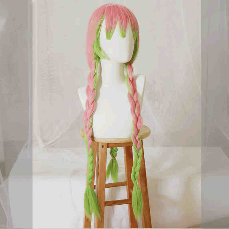 Kanroji Mitsuri Cospaly synthétique Halloween perruque Anime démon Slayer Kimetsu pas Yaiba