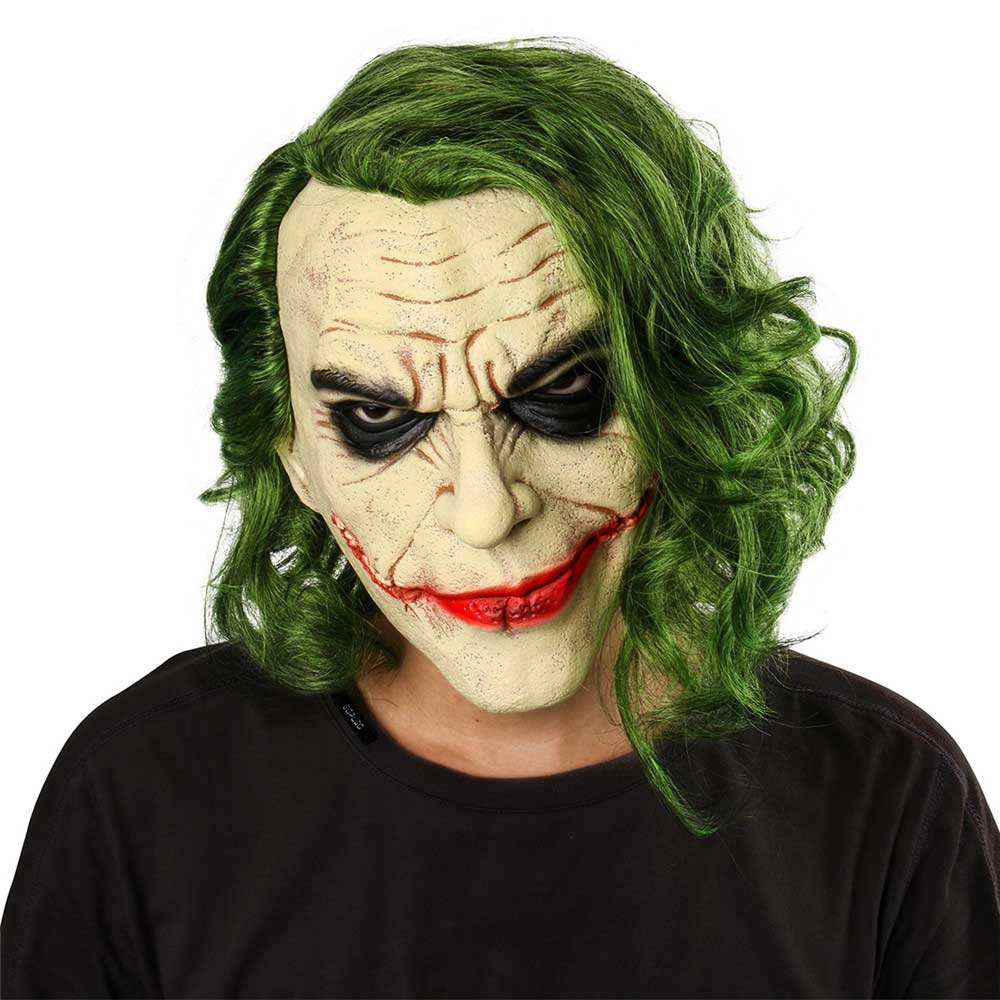 Joker Face Masque Movie Batman The dark Knight Halloween Cosplay Masque d'horreur Scary Halloween avec perruque effrayante 