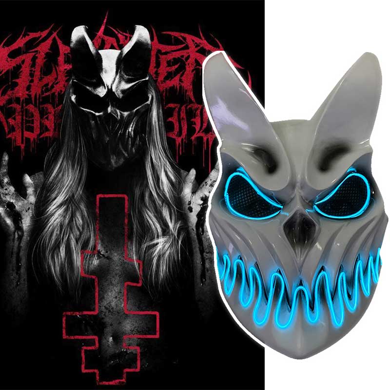 démon Masque Slaughter Primauté Masque Kid of darkness démolisseur Masque LEd Light Up Scary Halloween masque-T
