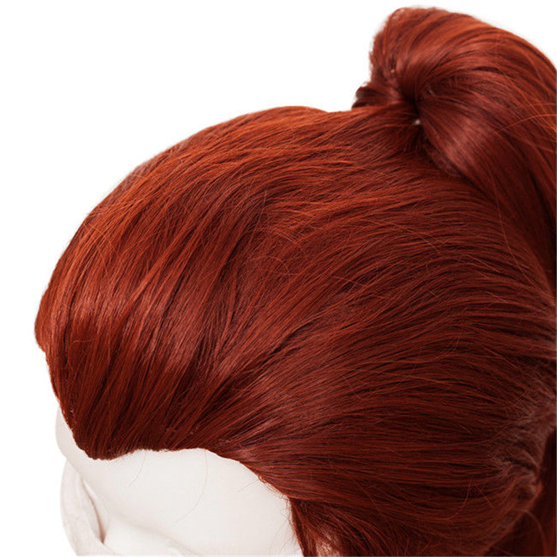Anime Game Over Regarder OW dVA brigitte perruque rouge brown Cauda longue perruque cosplay costume femmes long Prêle Perruques cosplay 50cm