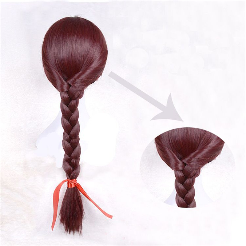 Game Over Montre OW d.Va dVa Copslay Costume Année de Coq Twist braid cosplay perruque brun foncé Par ty cheveux 70cm Perruques