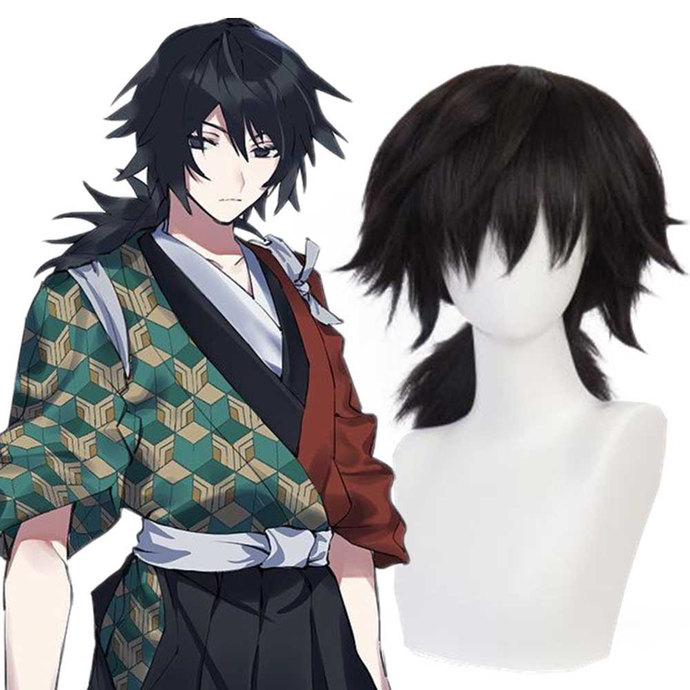 Giyuu Tomioka Black Cosplay perruque Anime demon Slayer: KIMETSU No yaiba cheveux -Takerlama