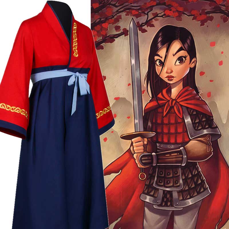 disney Princess Mulan robe cosplay chinois Hanfu Halloween cadeau pour les enfants Fille-Takerlama