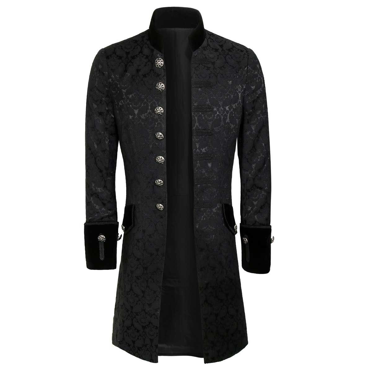 Mens velvet goth goth manteau de frockunk victorien