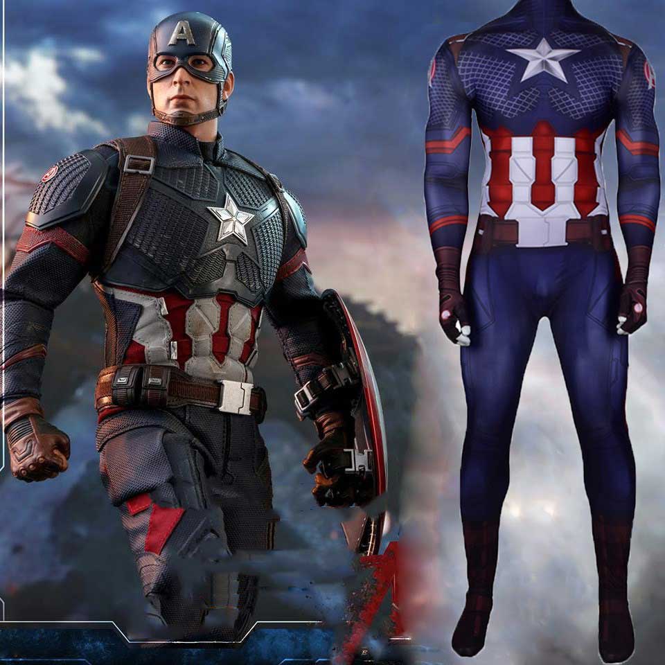 Marvel Avengers: Endgame Steven Rogers Captain America cosplay costume Zentai